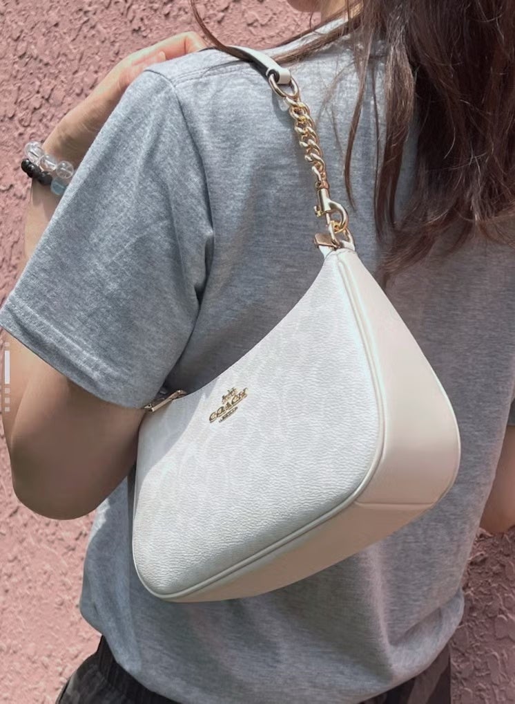 coachoutlet Coach Bag for Ladies classic teri shoulder bag, crossbody bag, handbag Glacier White - Image 4